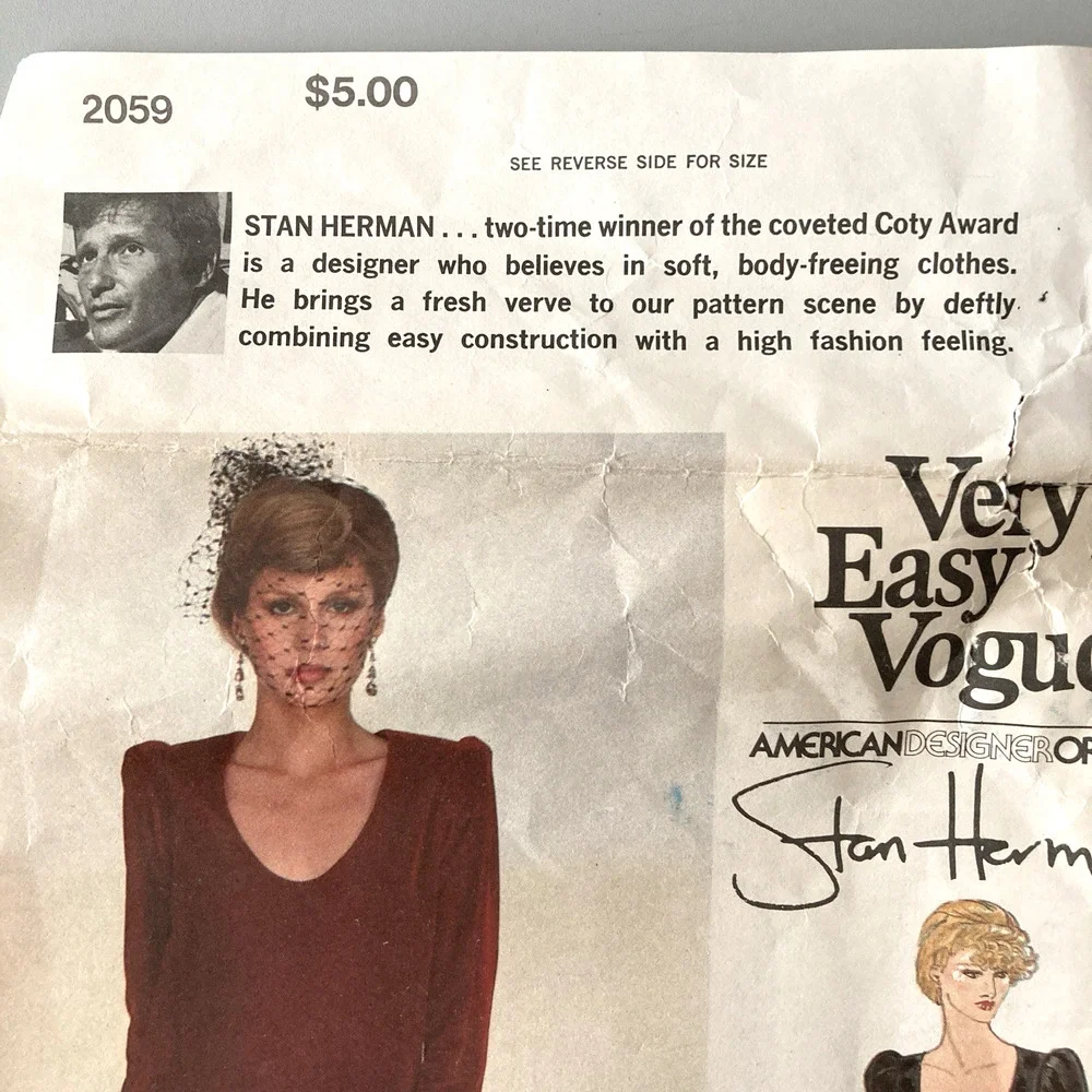 Vogue American Designer 2059 Stan Herman Misses Evening Dress Sz 14 Uncut '79